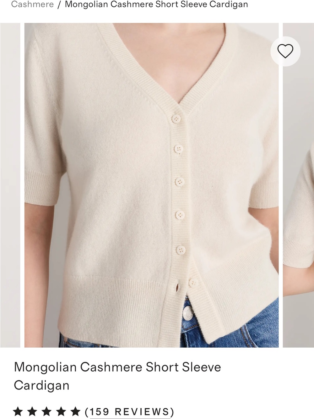 Quince Cream 100% Cashmere short sleeve cardigan - Picture 10 of 12